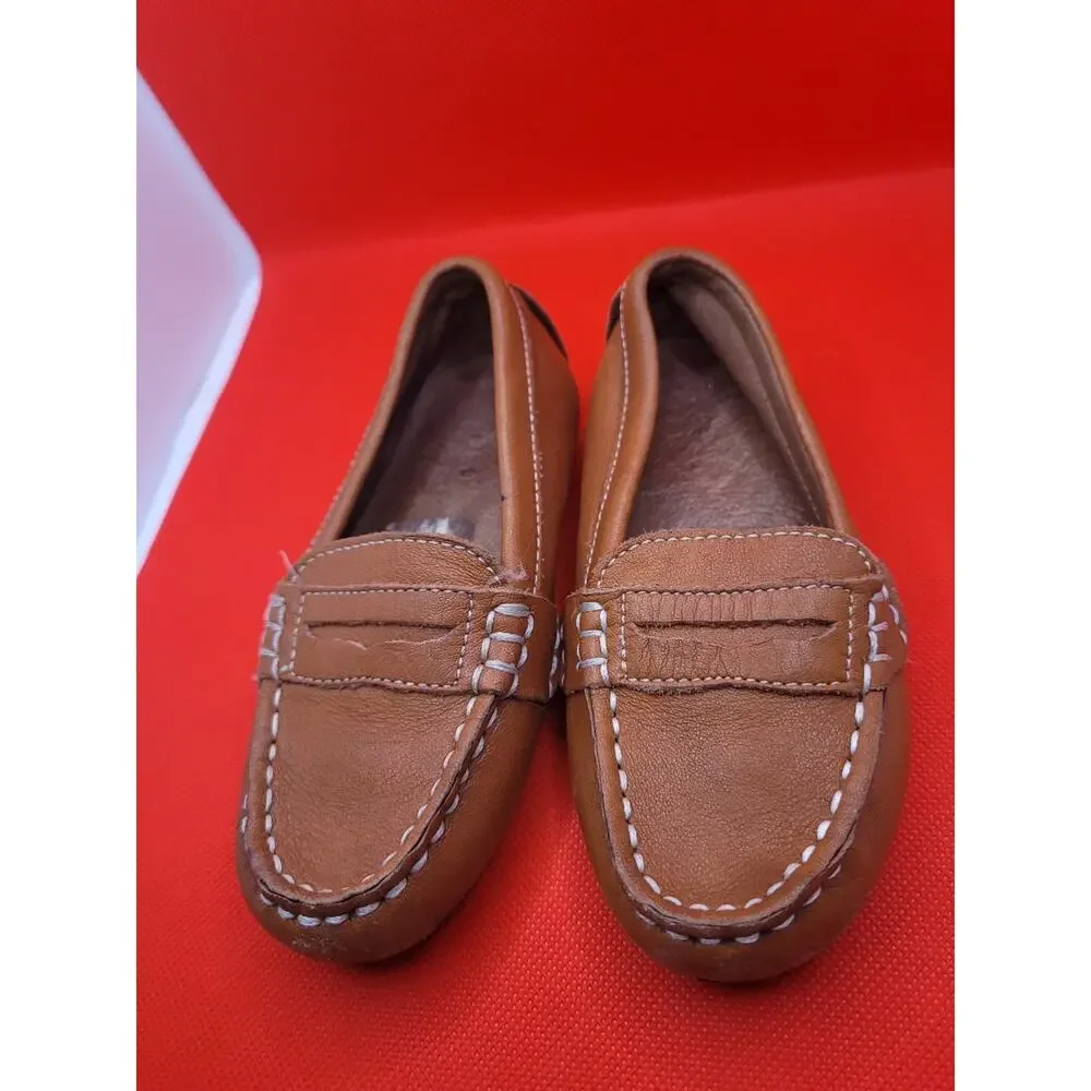POLO RALPH LAUREN Penny Loafers Drivers TELLY Leather - Color Tan Toddler 7
